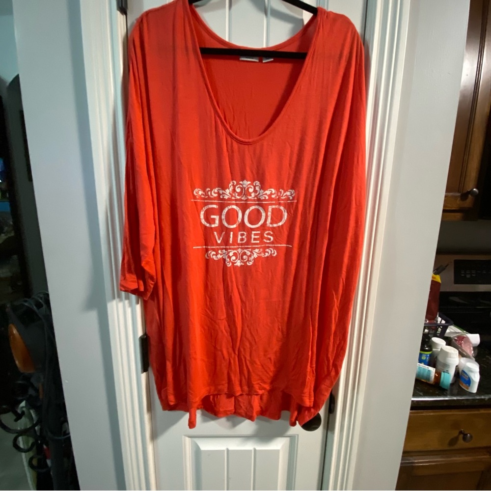 Closet Clean Out! Cato 3/4 length sleeve “Good Vibes” size 26/28